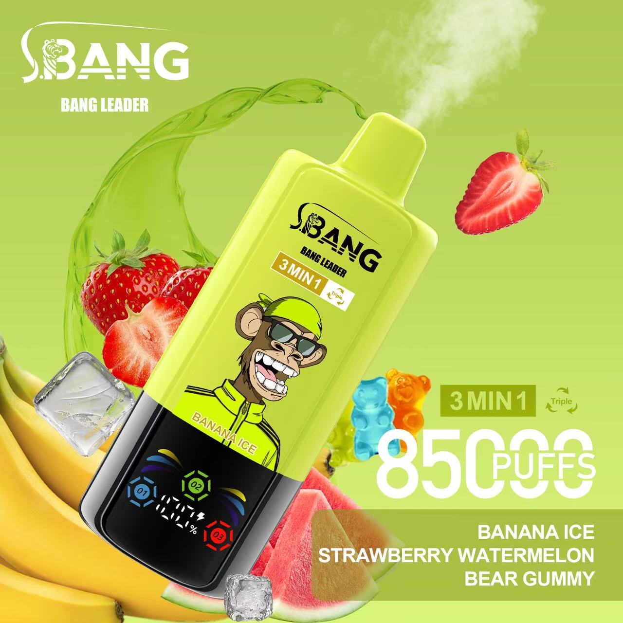 Bang Leader 85K Puffs 3-in-1 Prefilled Vape | 3 Adjustable Flavors, Rechargeable