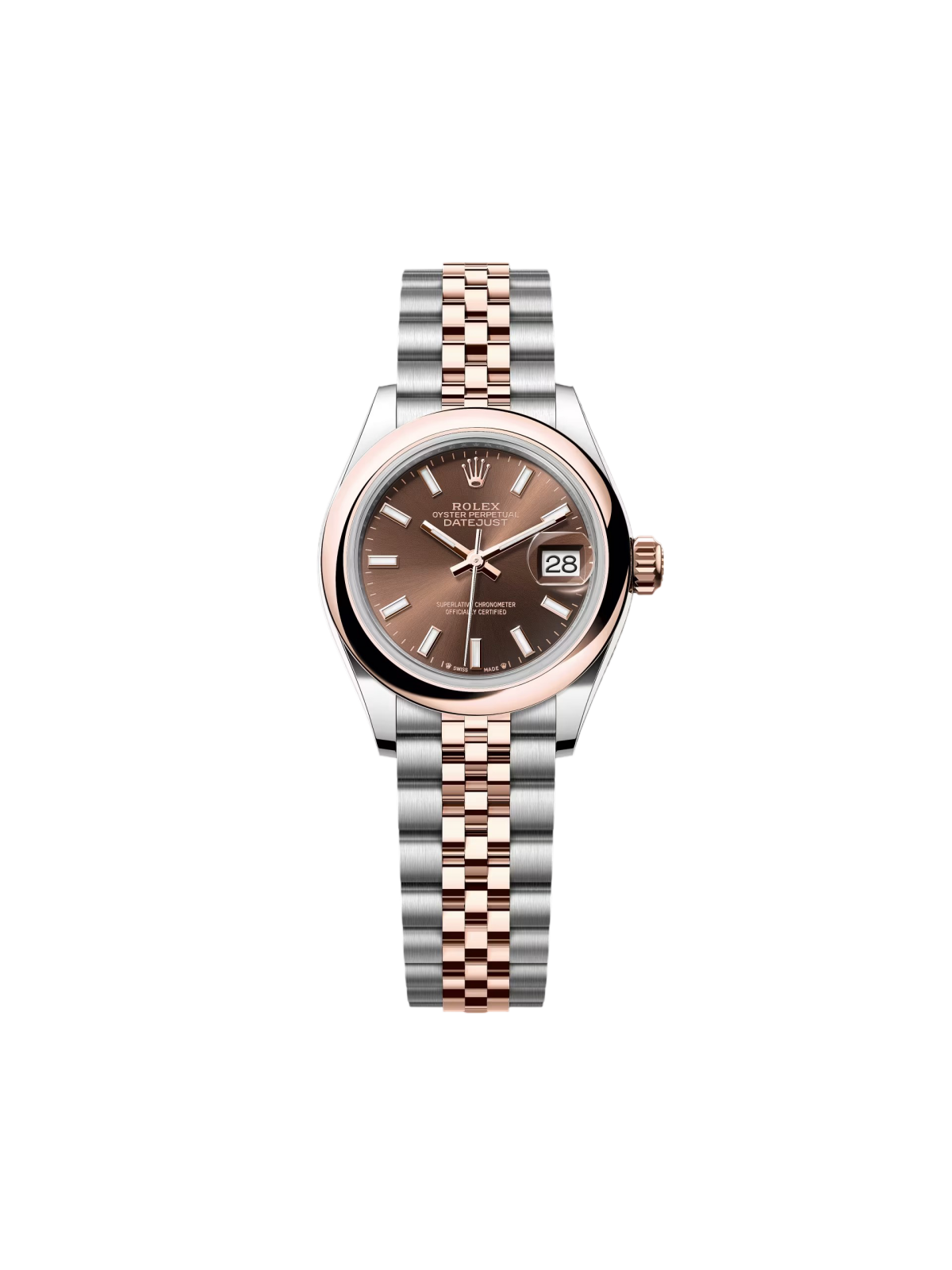 Rolex Lady-Datejust 28mm  279161 Chocolate Stick Dial, Two Tone Stainless Steel & 18K Rose Gold Oyster Bracelet Women's Watch