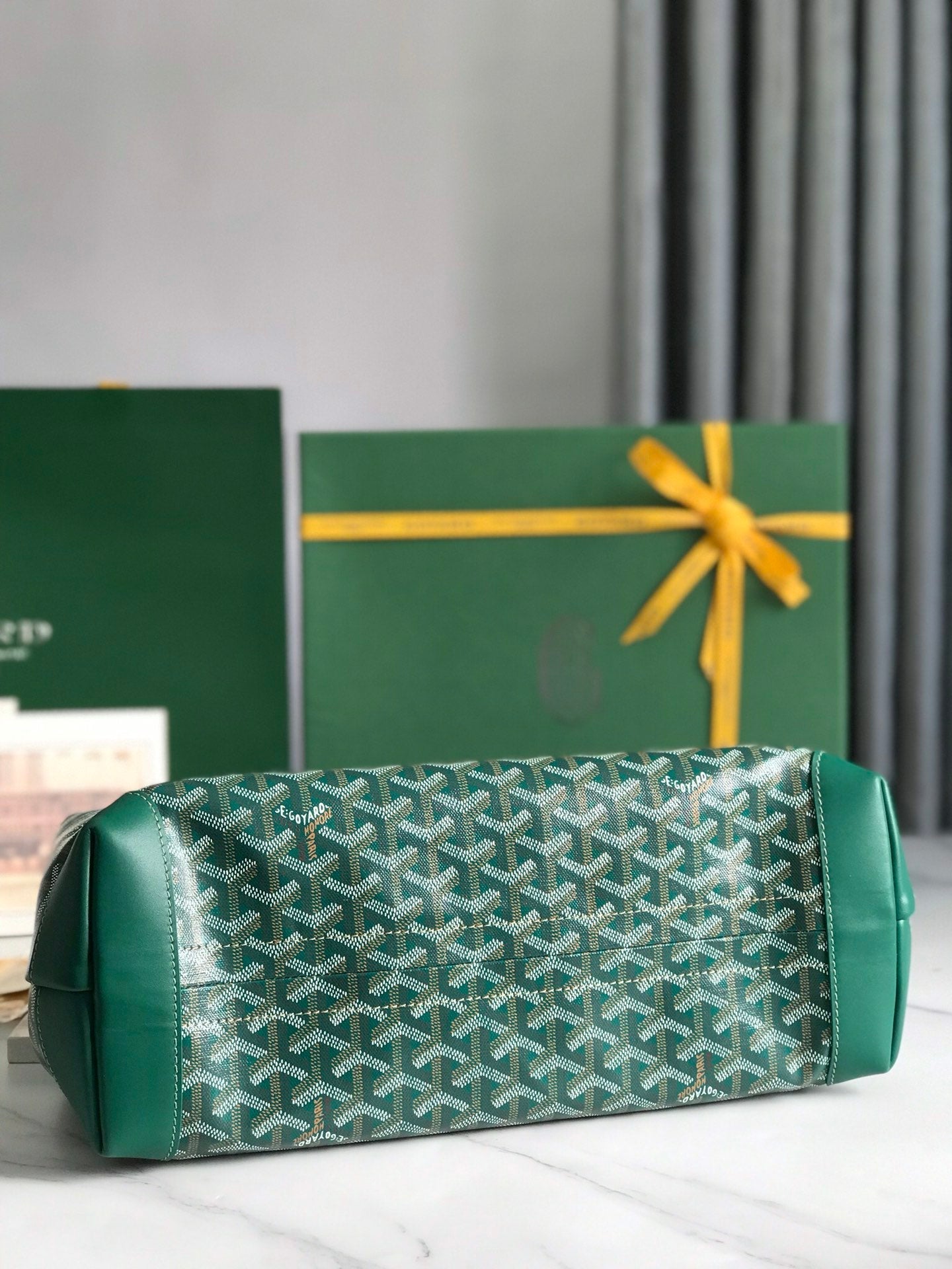Goyard Bellechasse Biaude Pm Bag 36cm Green Goyardine Canvas And Calfskin Trim