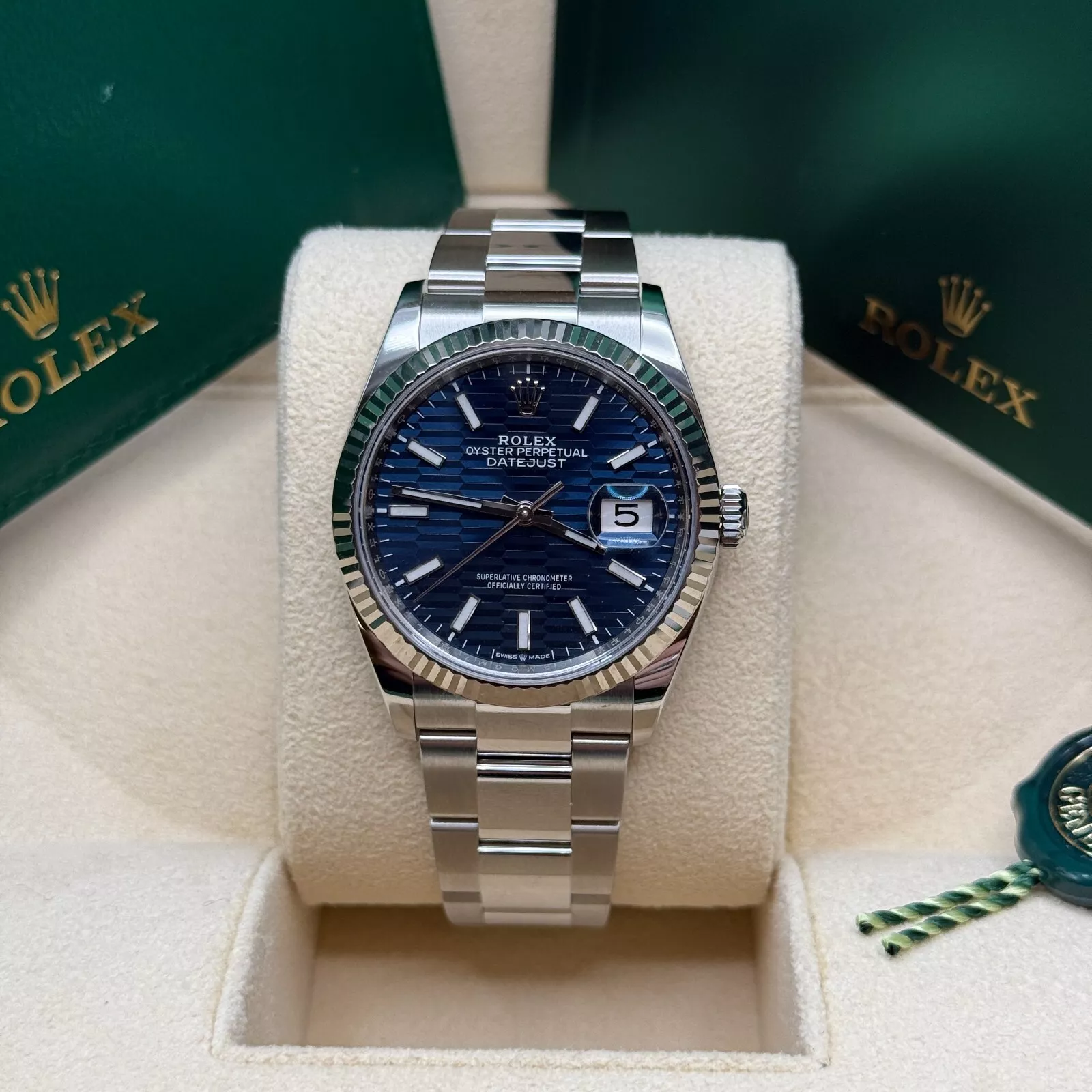 【Super Clone】RLX  Datejust 36mm 126234-0050 Blue Motif Dial 126234 Oyster Bracelet Fluted Bezel