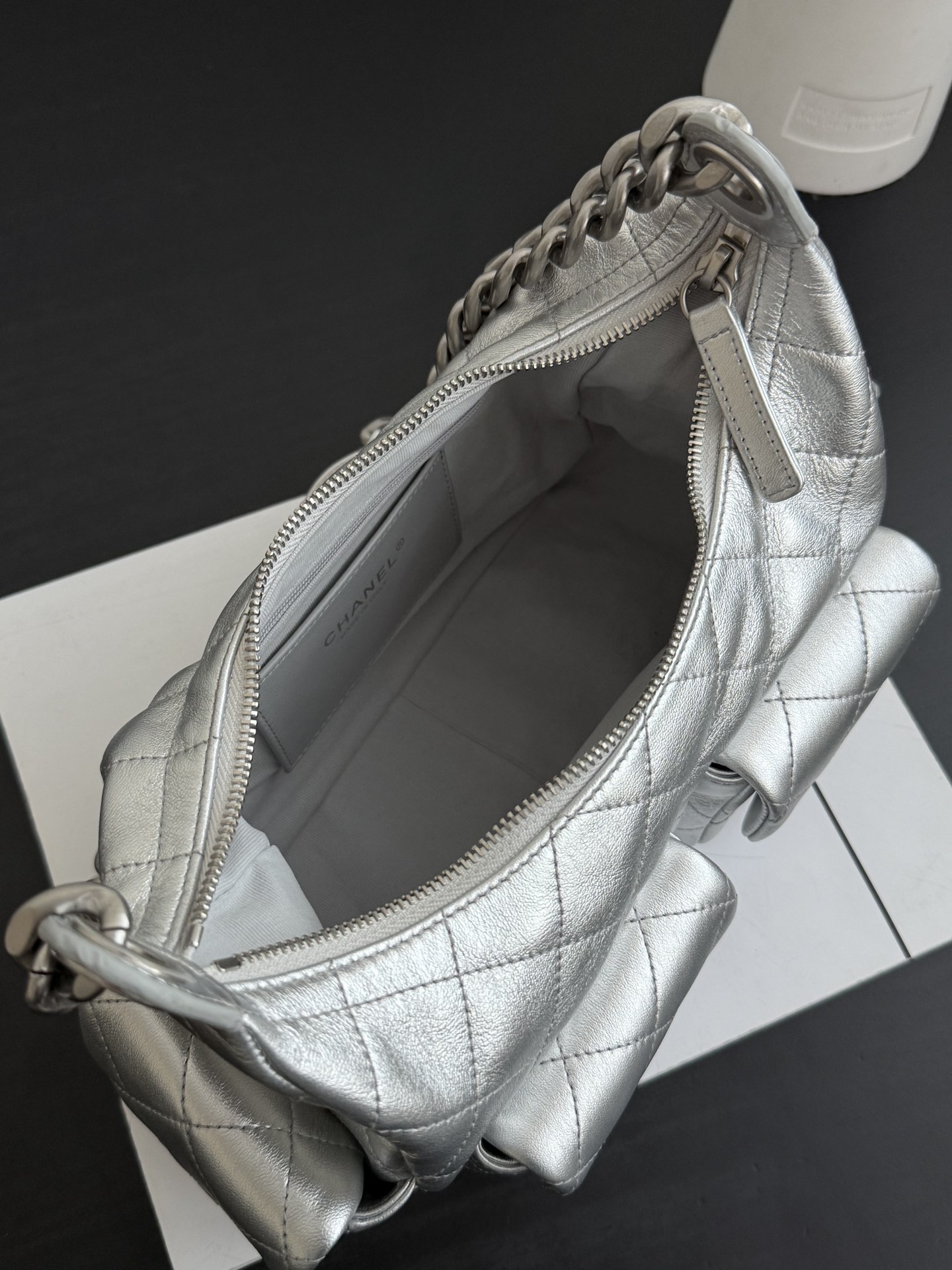 Chanel 25C Hobo Bag Silver Spring/Summer 2025 Collection 32cm/12.2cm
