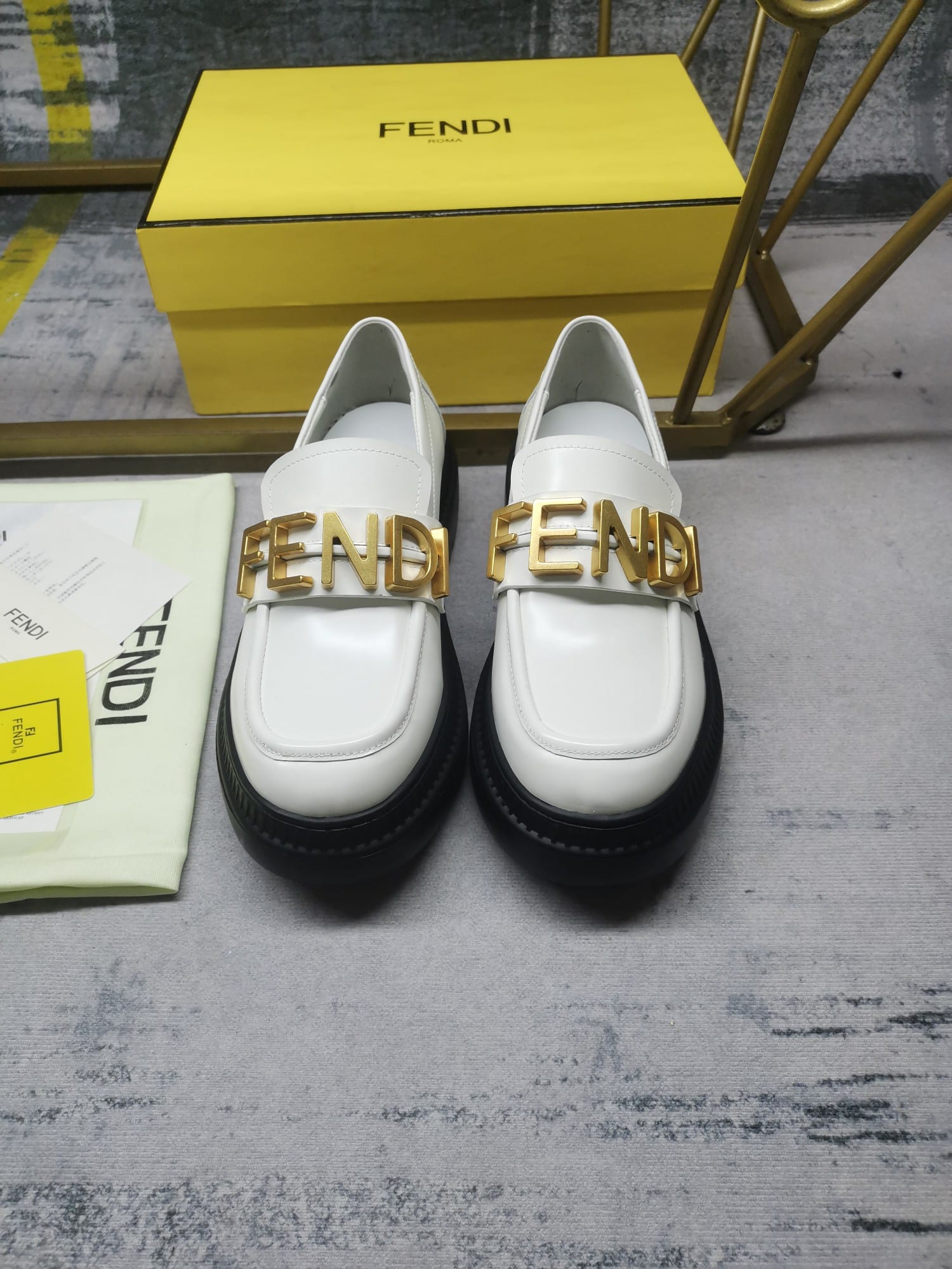 Fendigraphy Smooth Leather Loafers White 8D838369Ff1Iyw