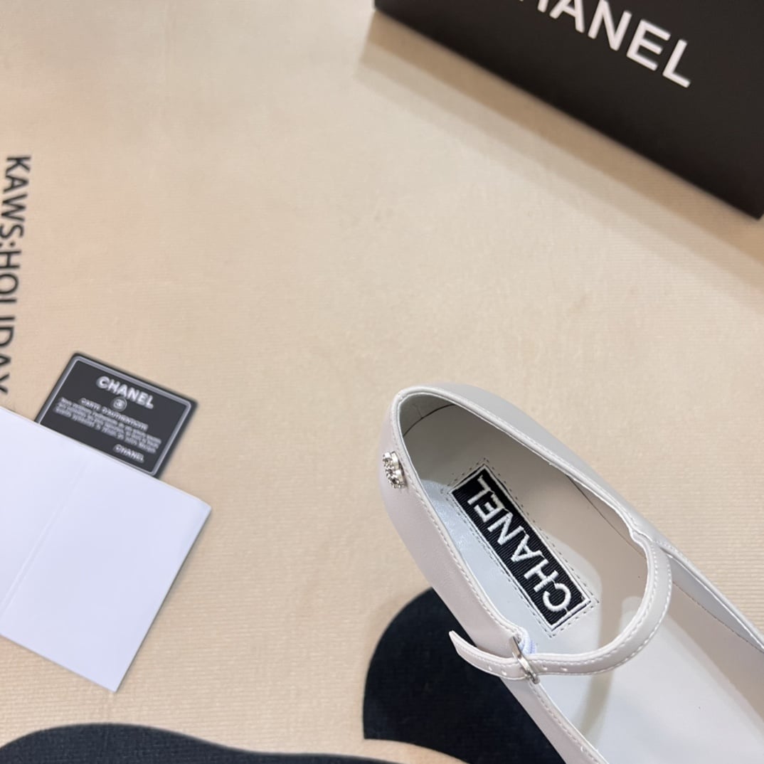 Chanel Square Toe Ballet Flats Black White