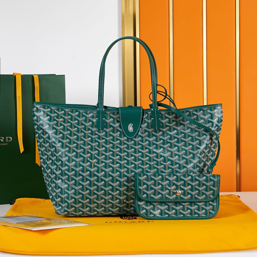 Goyard Saint Louis Pm 34Cm Green Canvas Chevroches Calfskin