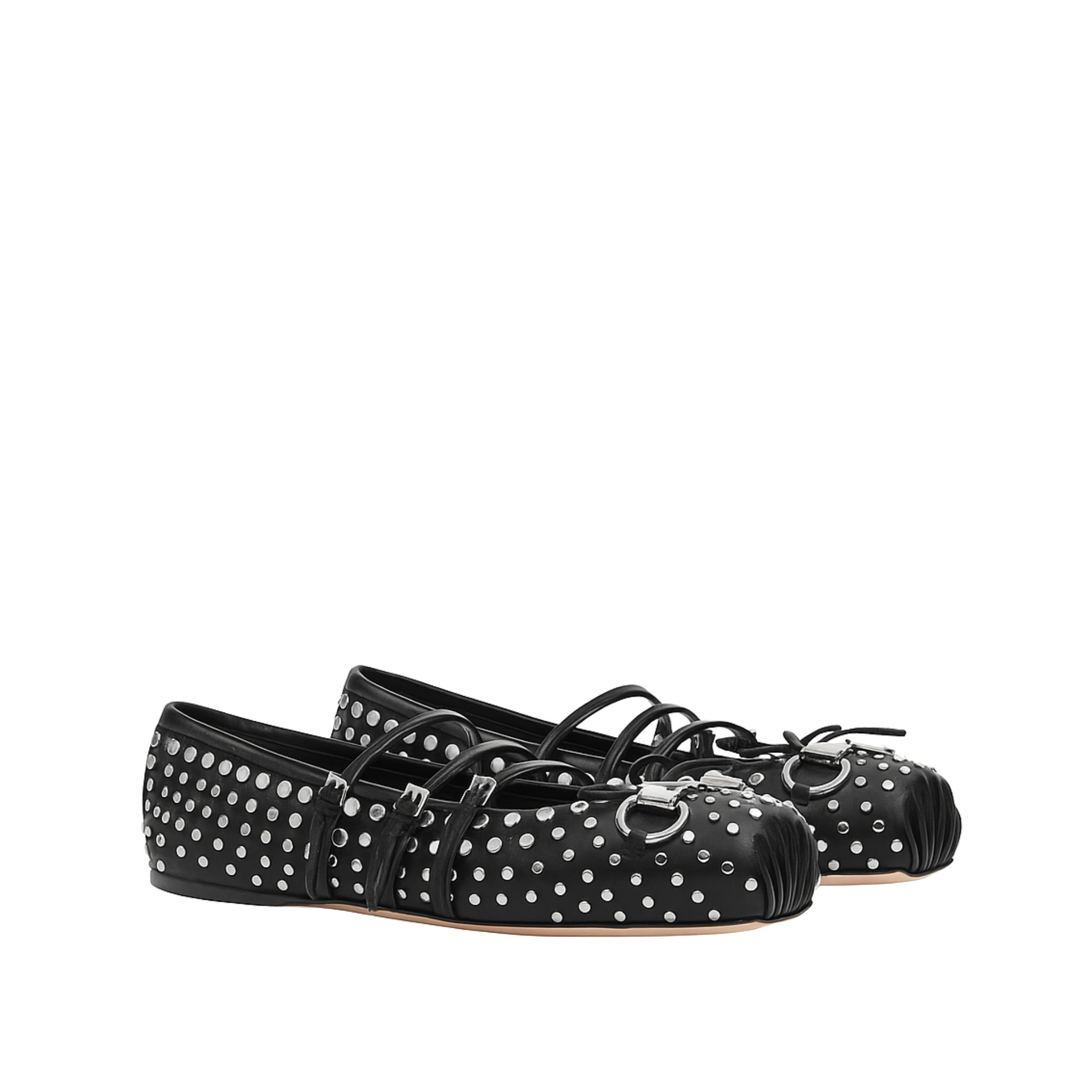 Gucci Women’S Horsebit Ballet Flat Allover Studs Black 814317 Aaeev 1050