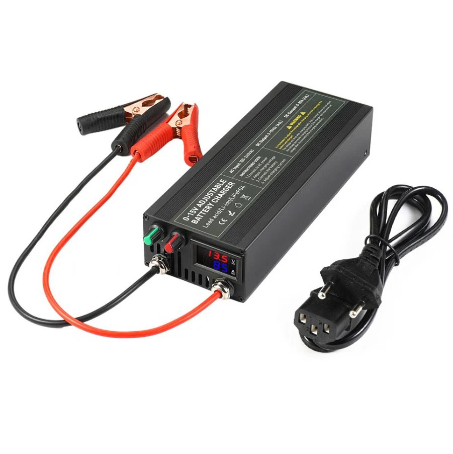 NOEIFEVO Einstellbarer Spannungs und Strombereich 0-15V 1-40A/60A /85A Batterieladegerät , Kompatibel mit 3.7V 6V 12V Lithium, LiFePO4 und Blei-Säure-Batterien