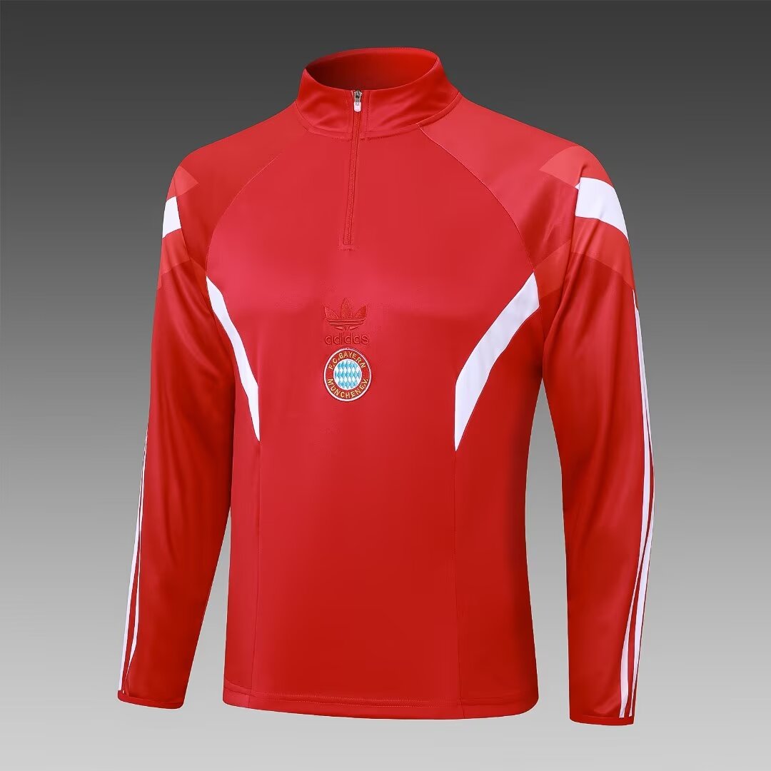 2024/2025 Bayern Munich Half-Pull Training Suit Red Football Shirt 1:1 Thai Quality