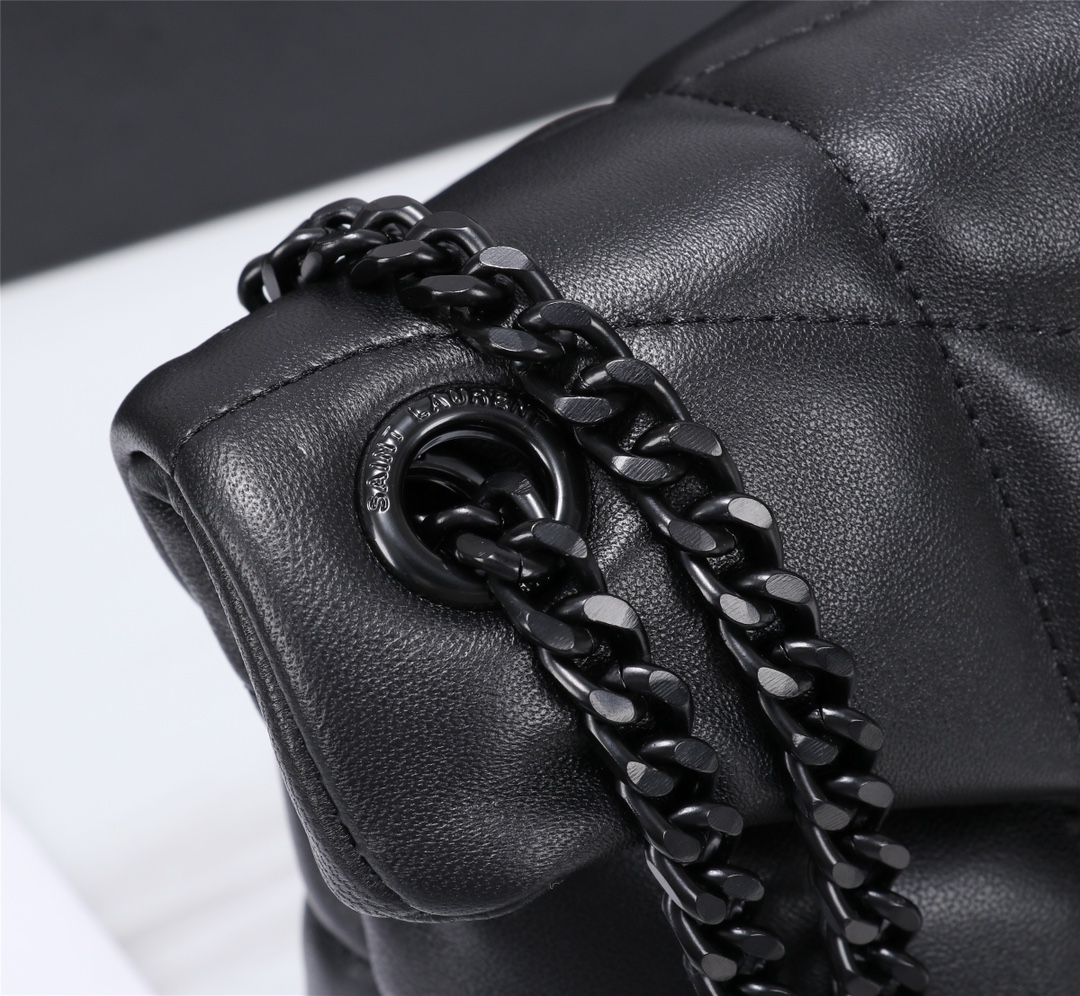 Saint Laurent Puffer Small Chain Bag In Quilted Black Noir