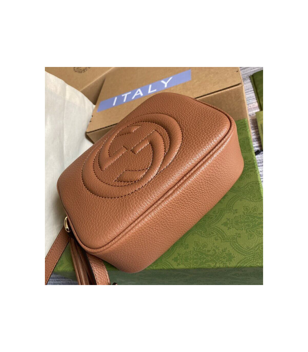 Gucci Soho Small Leather Disco Bag Brown