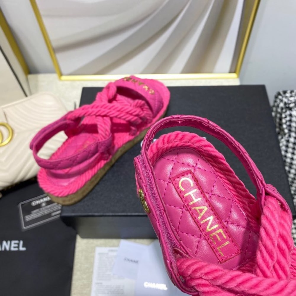 Chanel Rope Sandals Strap Pink