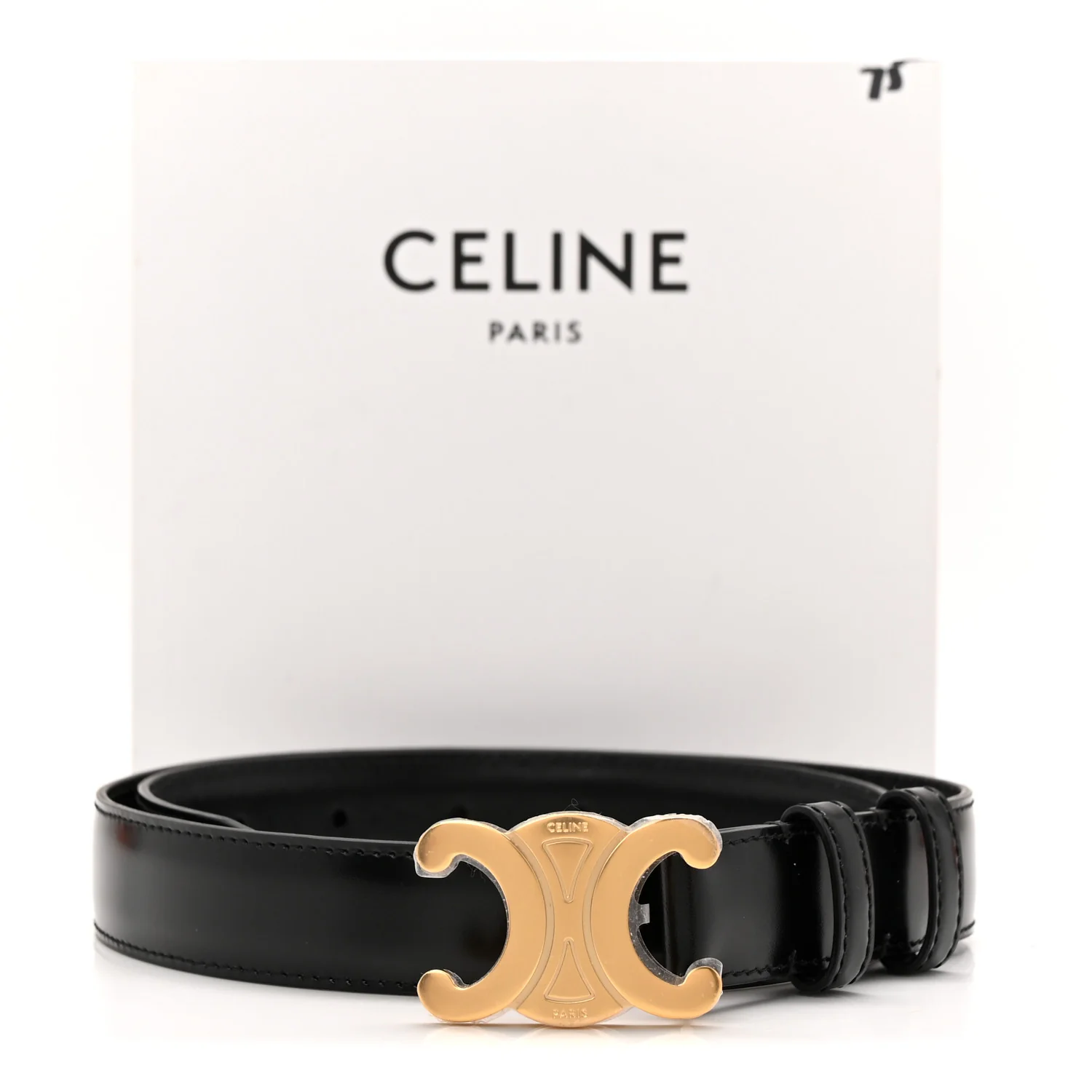 Box Calfskin Medium 25mm Triomphe Belt 75 Black