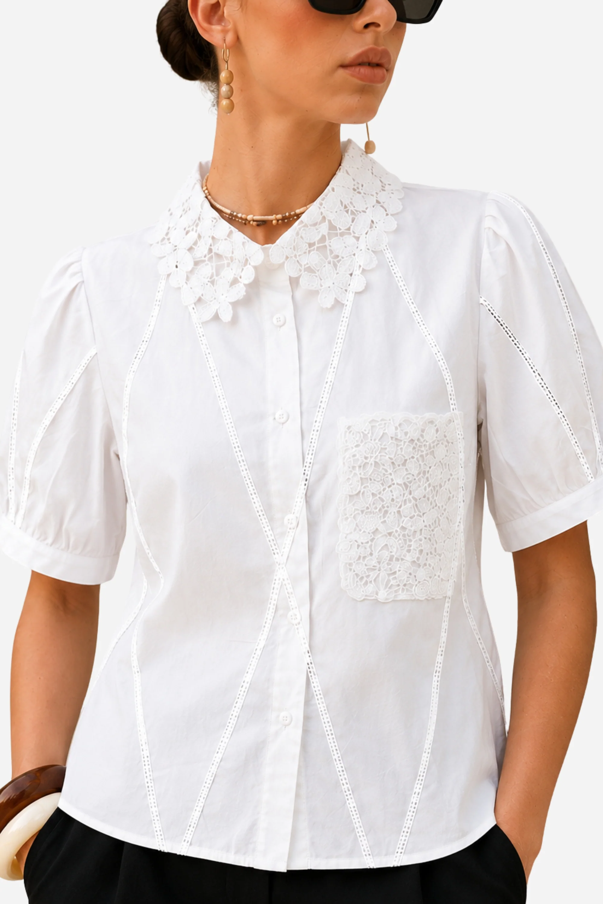 White Swan Crochet Shirt