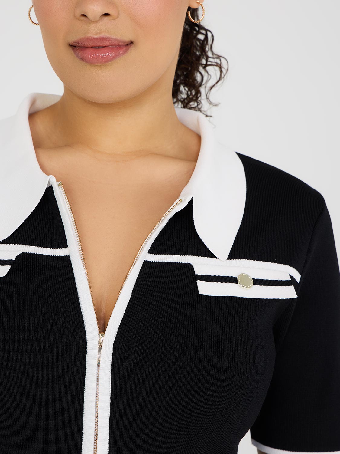 Collared Colour Block Sweater Dress