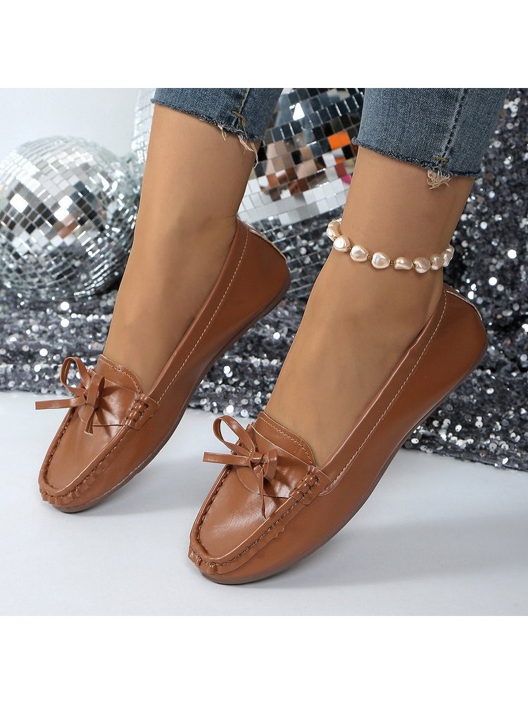 Bow Pure Color Round Toe Flats