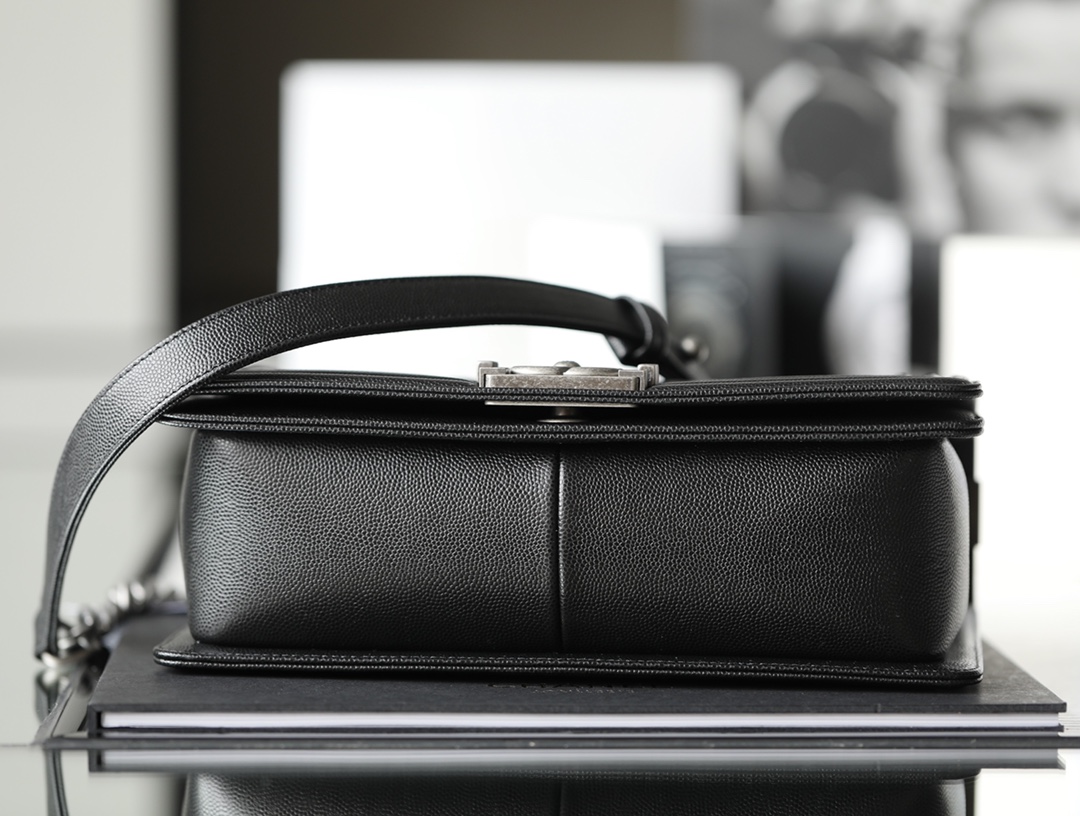 Chanel Medium Boy Black Caviar With Ruthenium Hardware 25cm