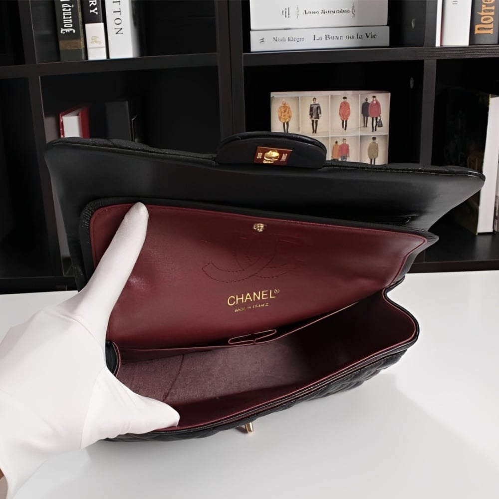 Chanel Classic Flap Black Gold Hardware 25Cm