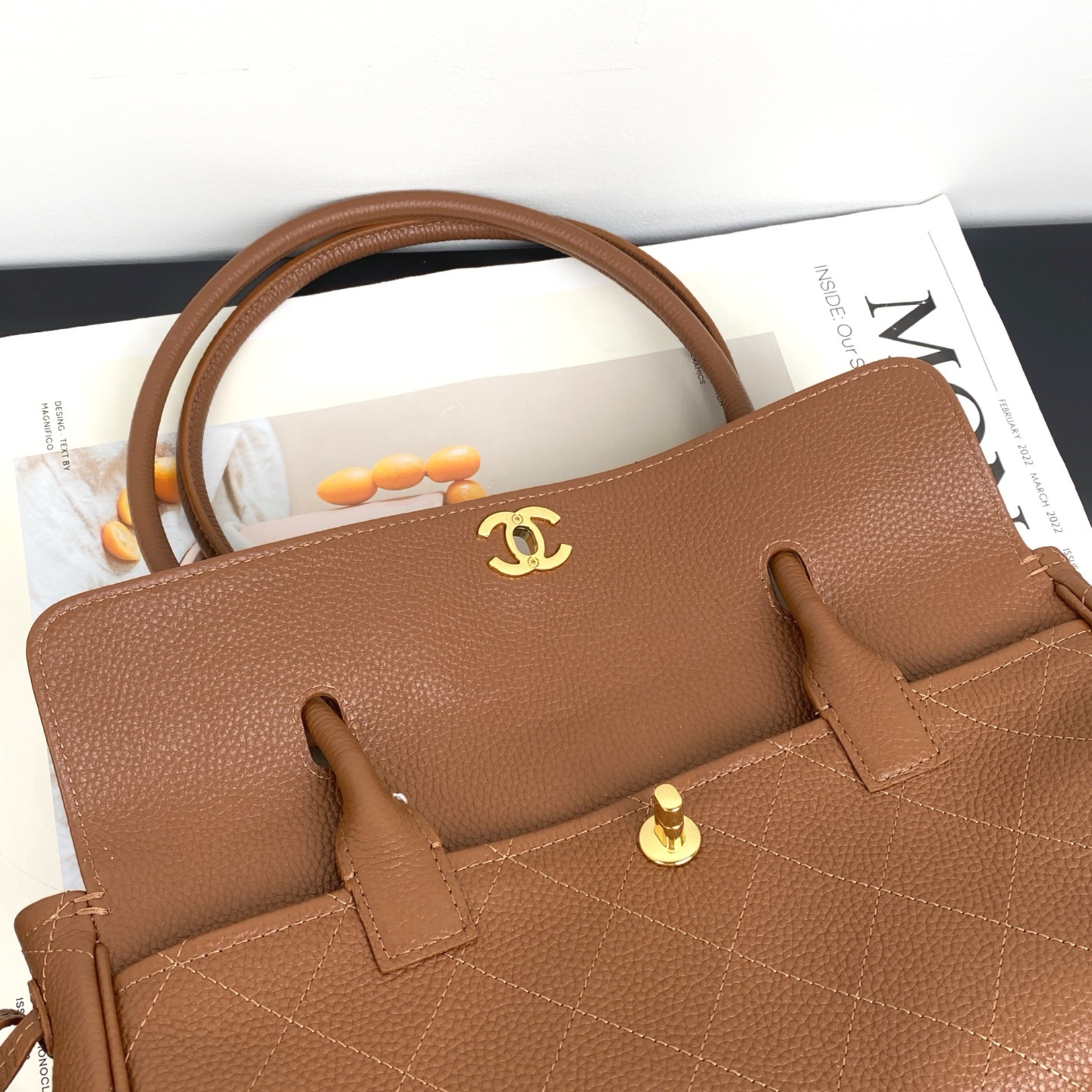 Chanel Urban Essential Tote Light Brown Caviar Gold Hardware 30cm/11.8in