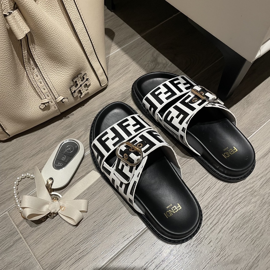 Fendi Ff Double Band Slide Black