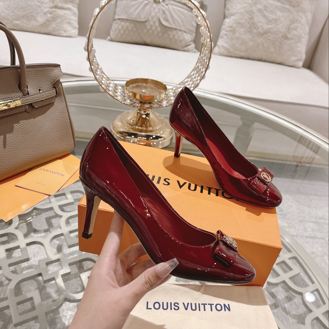 Louis Vuitton Patent Leather Pumps Dark Red