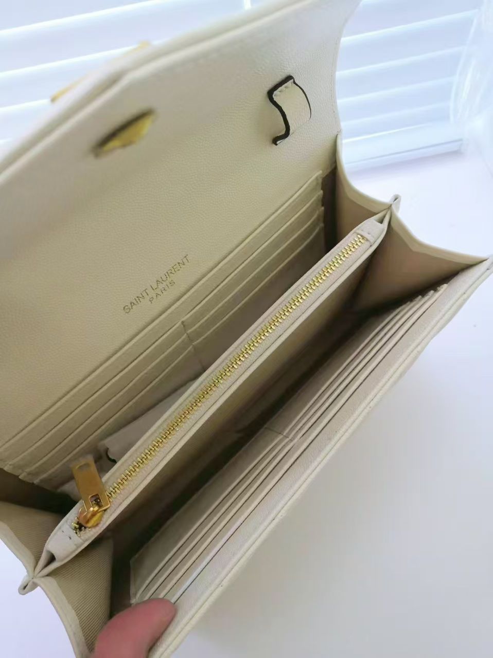 Saint Laurent Classic Cassandre Chain Wallet Bag White 24Cm