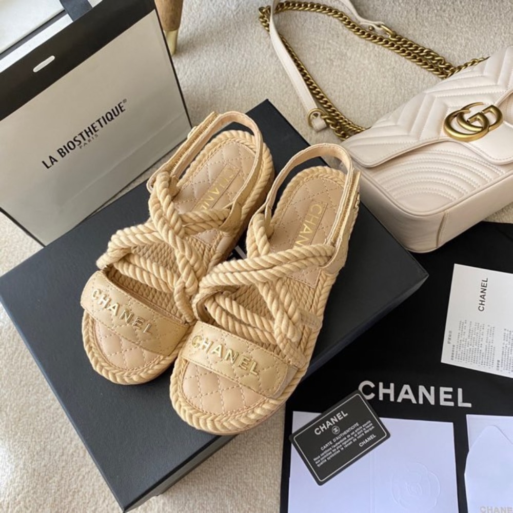 Chanel Rope Sandals Strap Biege