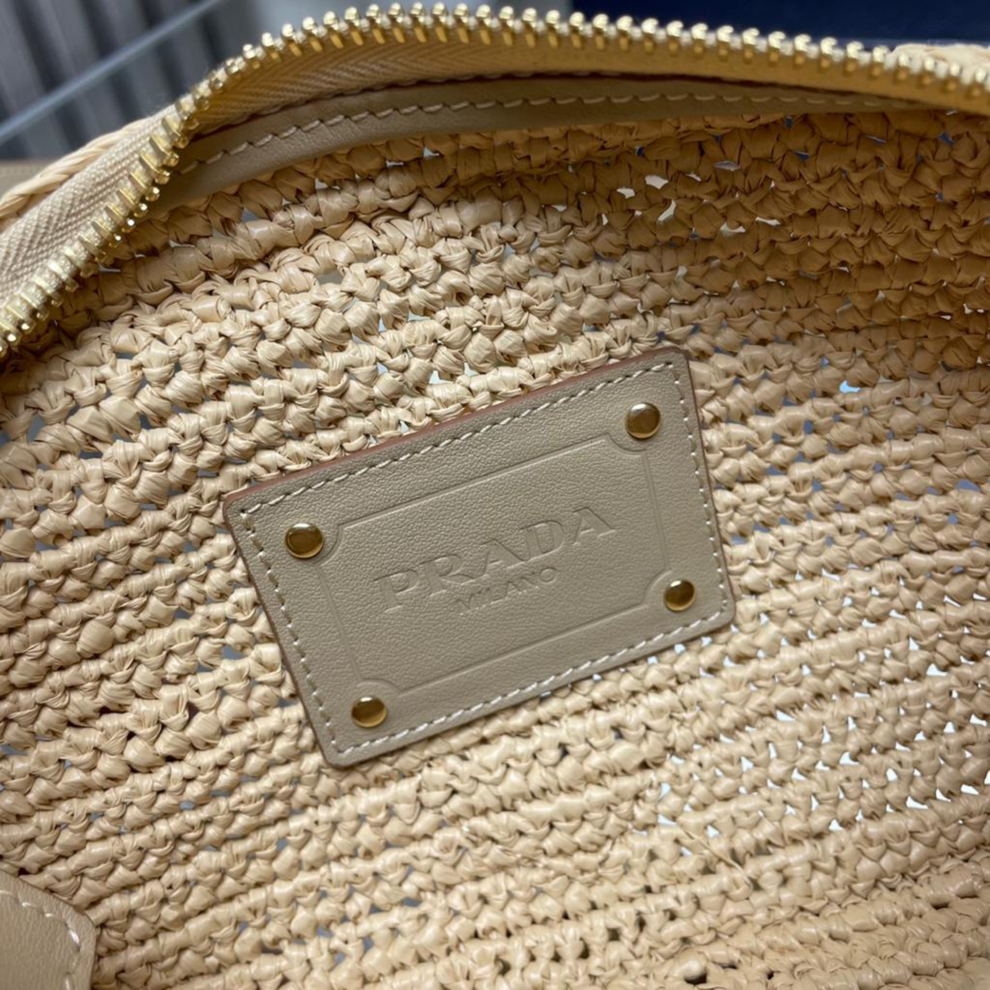 Prada Crochet Prada Brique Bag Natural 20Cm