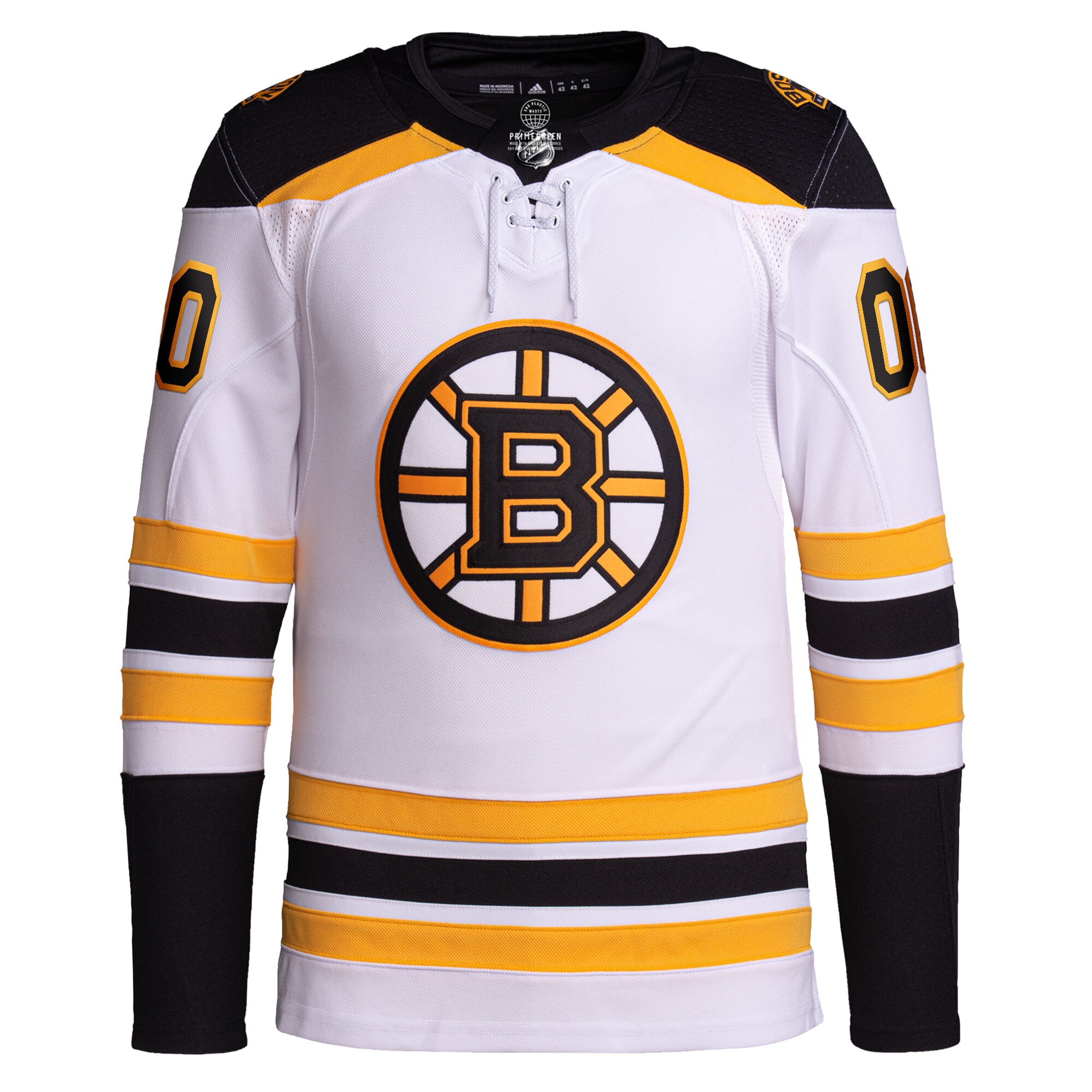 Boston Bruins adidas  Away  Primegreen Authentic Custom Jersey – White