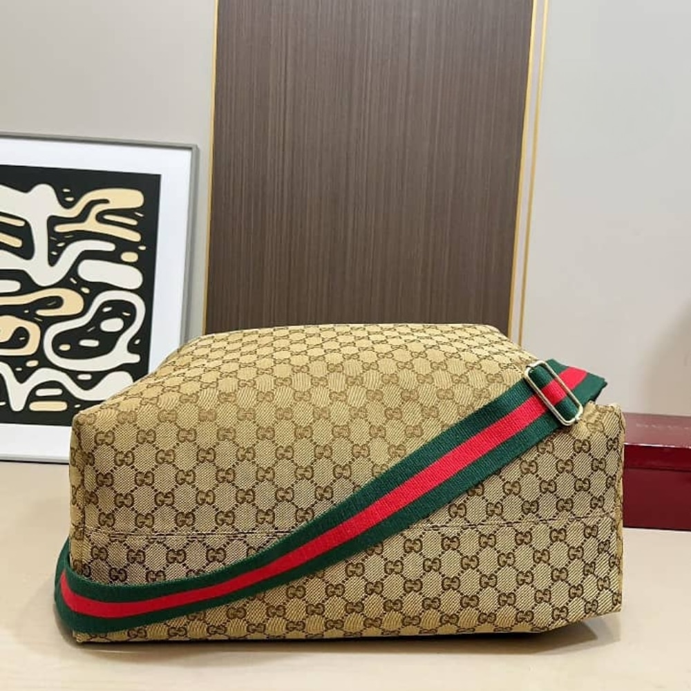 Gucci Brera Large Crossbody Bag Sand And Dark Brown GG Canvas 48Cm 864485 FAFV9 9653