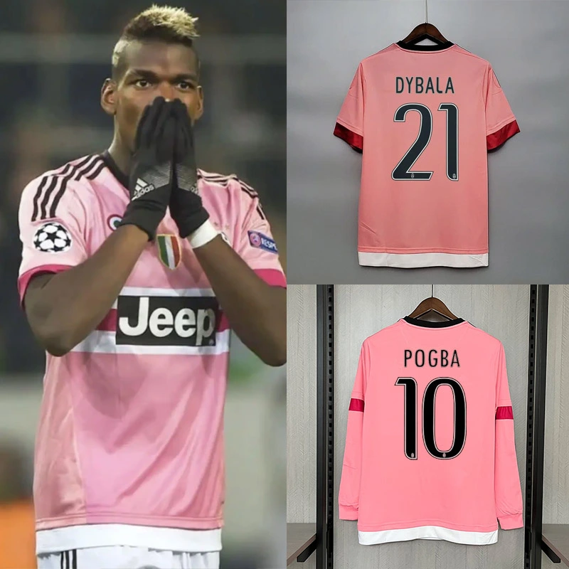 Retro 2015-16 juventus away pink DYBALA POGBA MORATA Football jersey retro