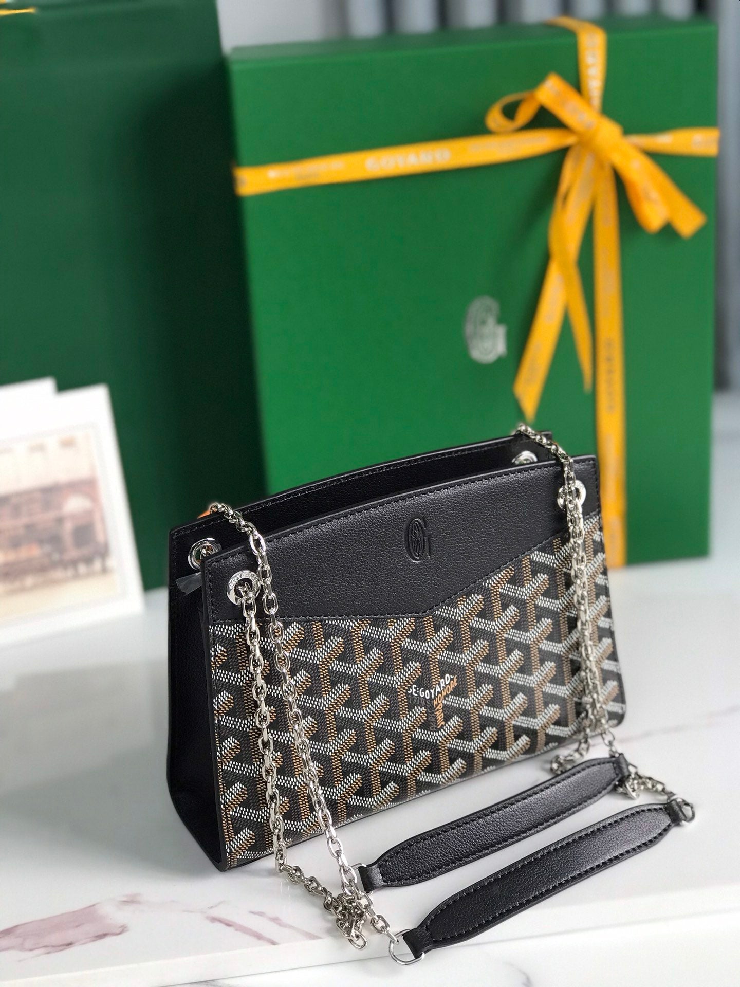 Goyard Rouette Structuré Mini Bag 21 Cm Black Goyardine Canvas And Calfskin