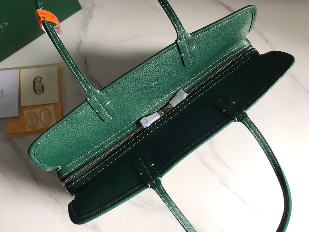 Goyard Hardy Pm Bag 40 Cm Green Goyardine Canvas And Taurillon Leather Trim