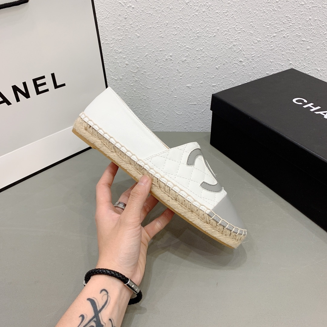 Chanel Cc Espadrilles White Gray