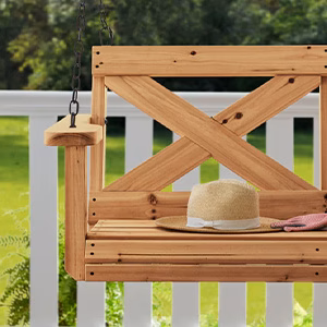Cedar Farmhouse Porch Swing Light Brown