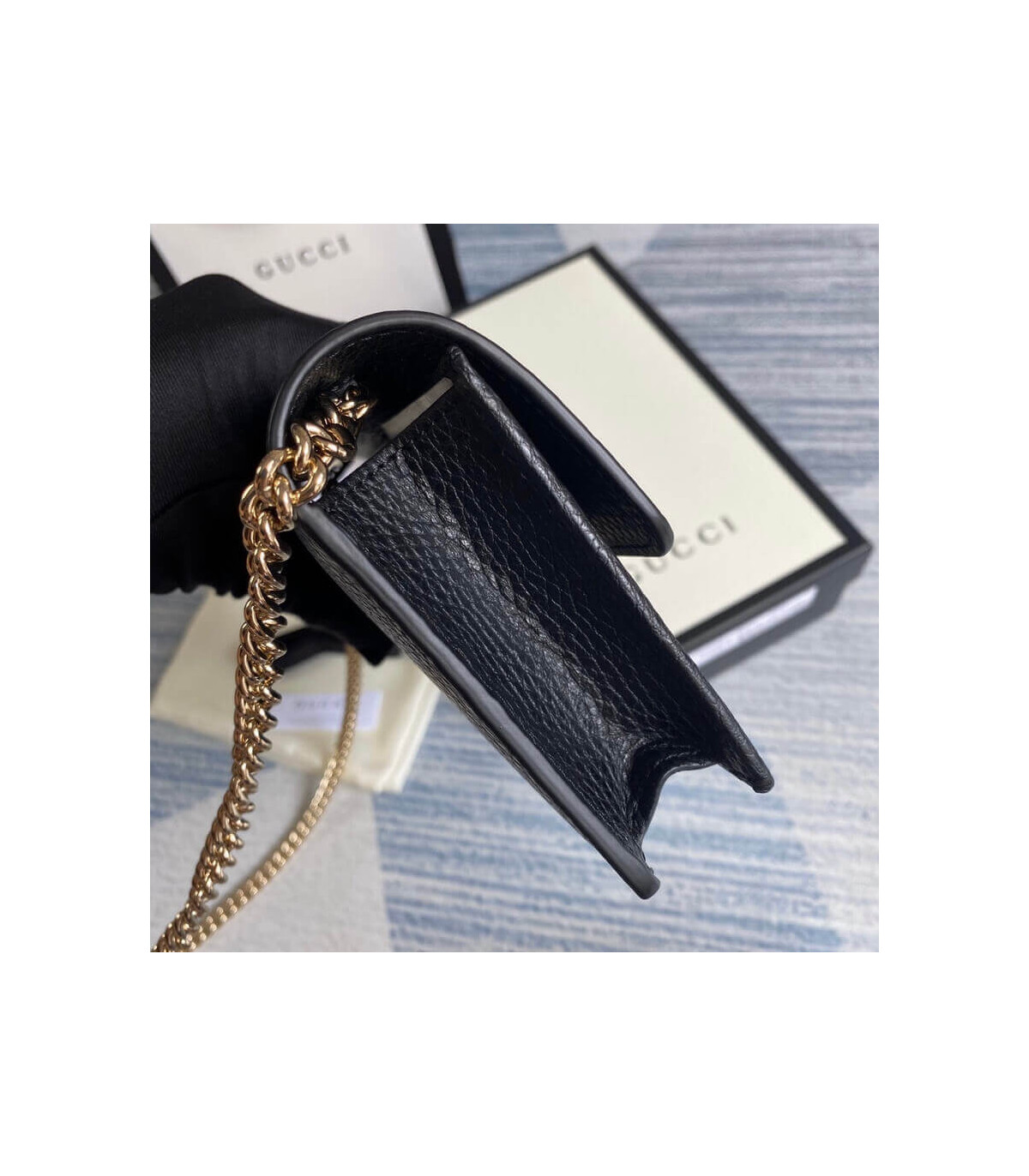 Gucci GG Interlocking Wallet On Chain Black