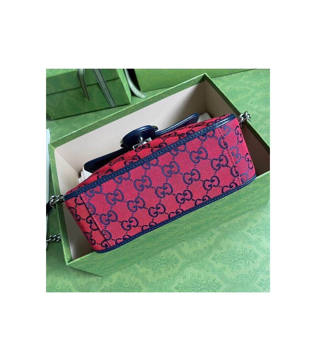 Gucci GG Marmont Multicolour Mini Top Handle Bag Red