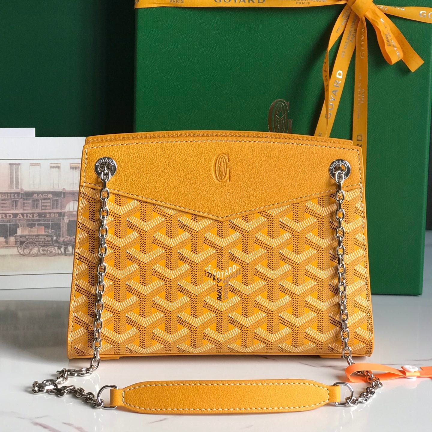 Goyard Rouette Structuré Mini Bag 21 Cm Yellow Goyardine Canvas And Calfskin