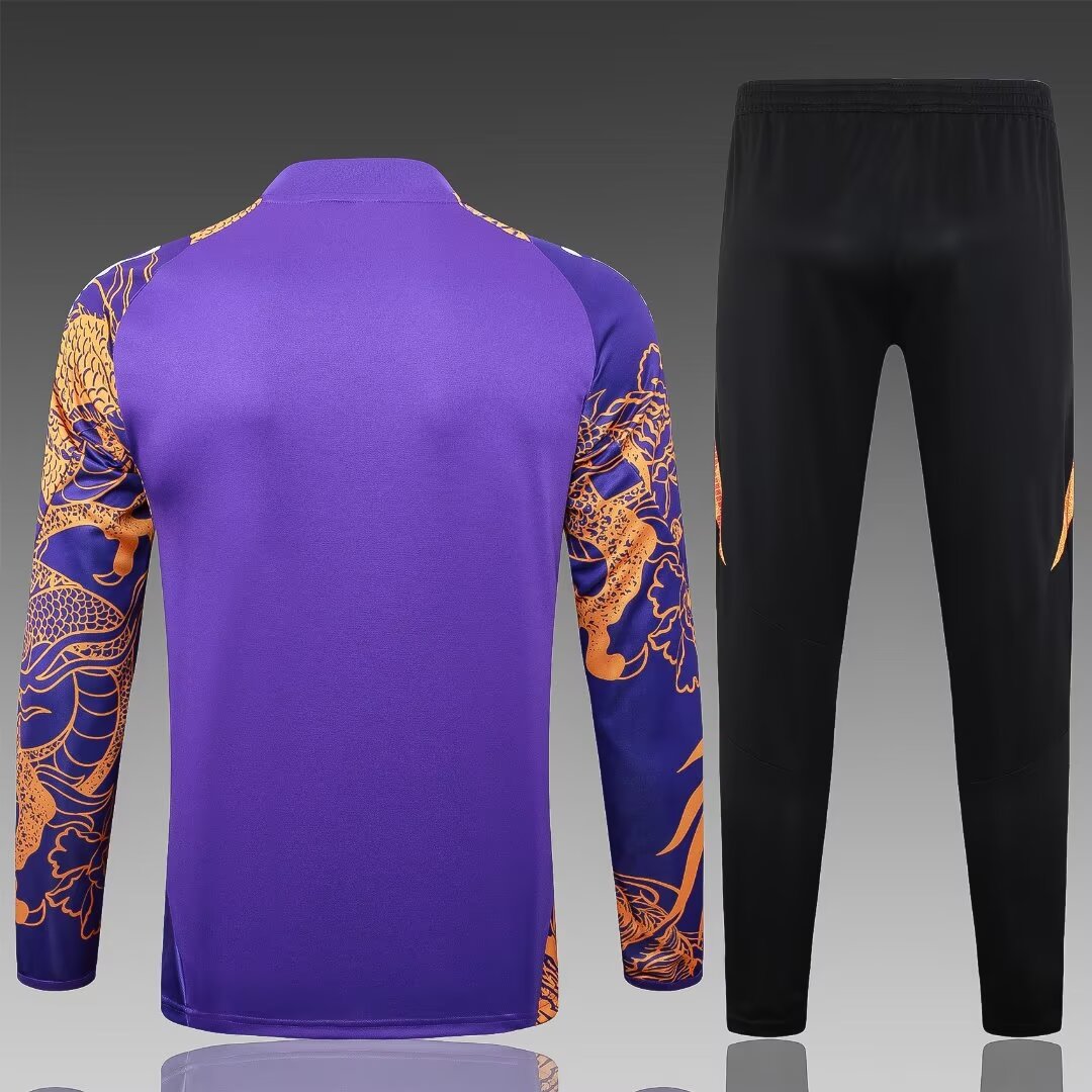 2024/2025 Real Madrid Half-Pull Training Suit Purple Dragon Football Shirt 1:1 Thai Quality