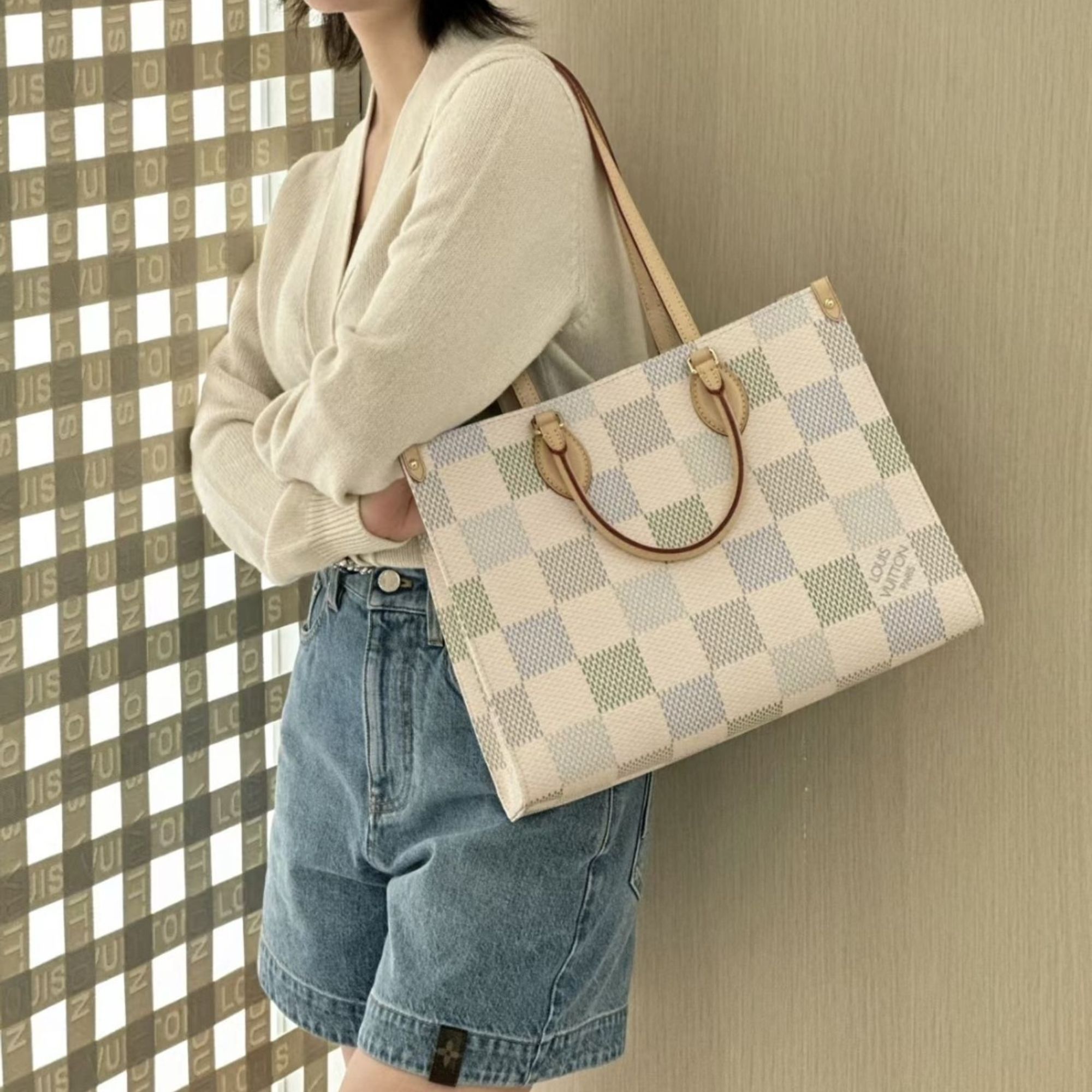 Louis Vuitton Onthego Mm Autres Toiles Damier Pistachio N40518 35Cm