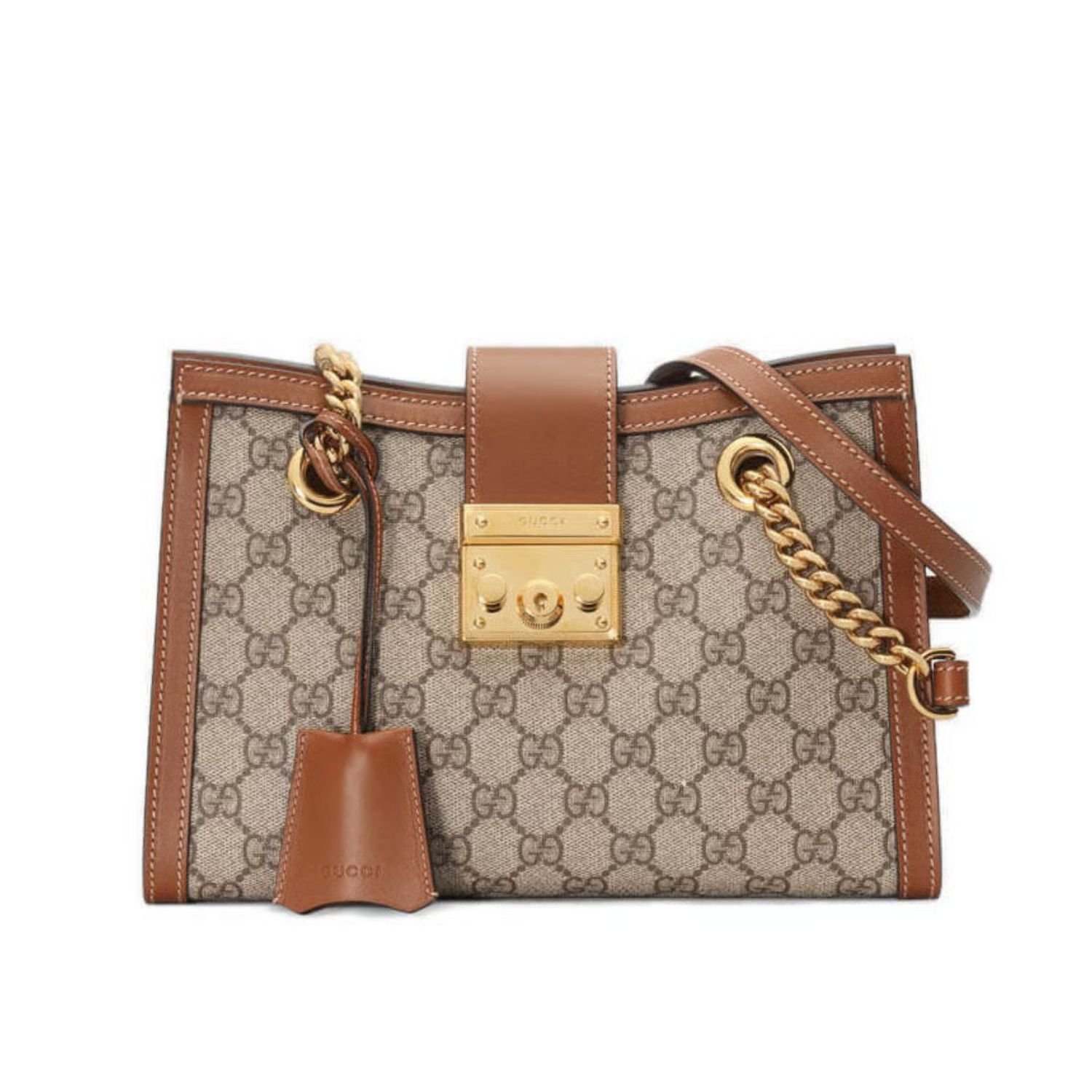Gucci GG Supreme Padlock Small Shoulder Bag Brown 26cm