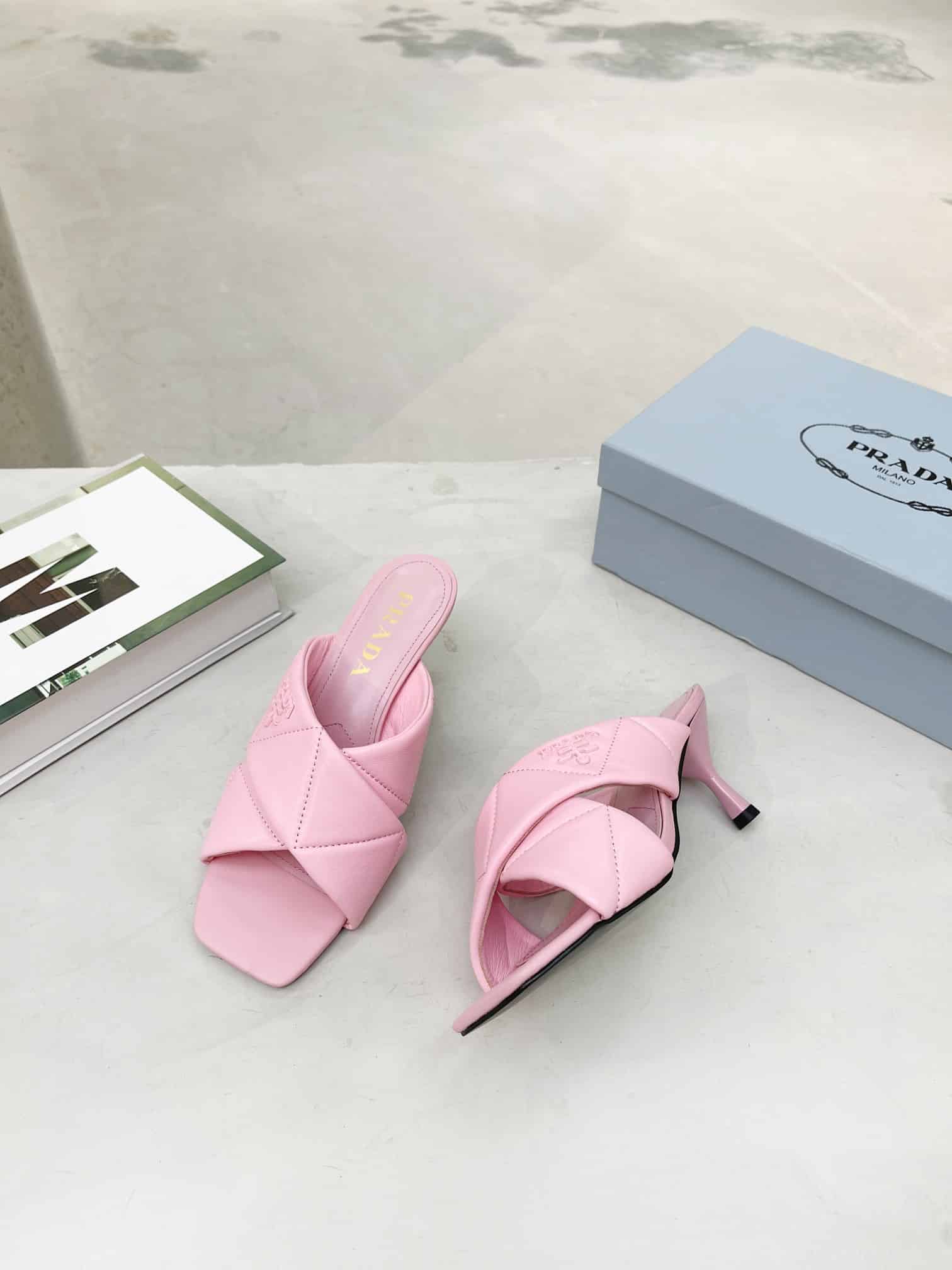 Prada Quilted Leather Mule Pink