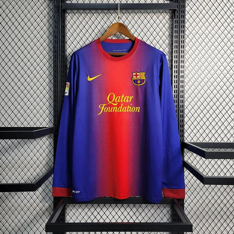 Retro long sleeve Barcelona 2012-13 home MESSI PIQUE XAVI A.INISTA PUYOL DAVID VILLA Football jersey retro