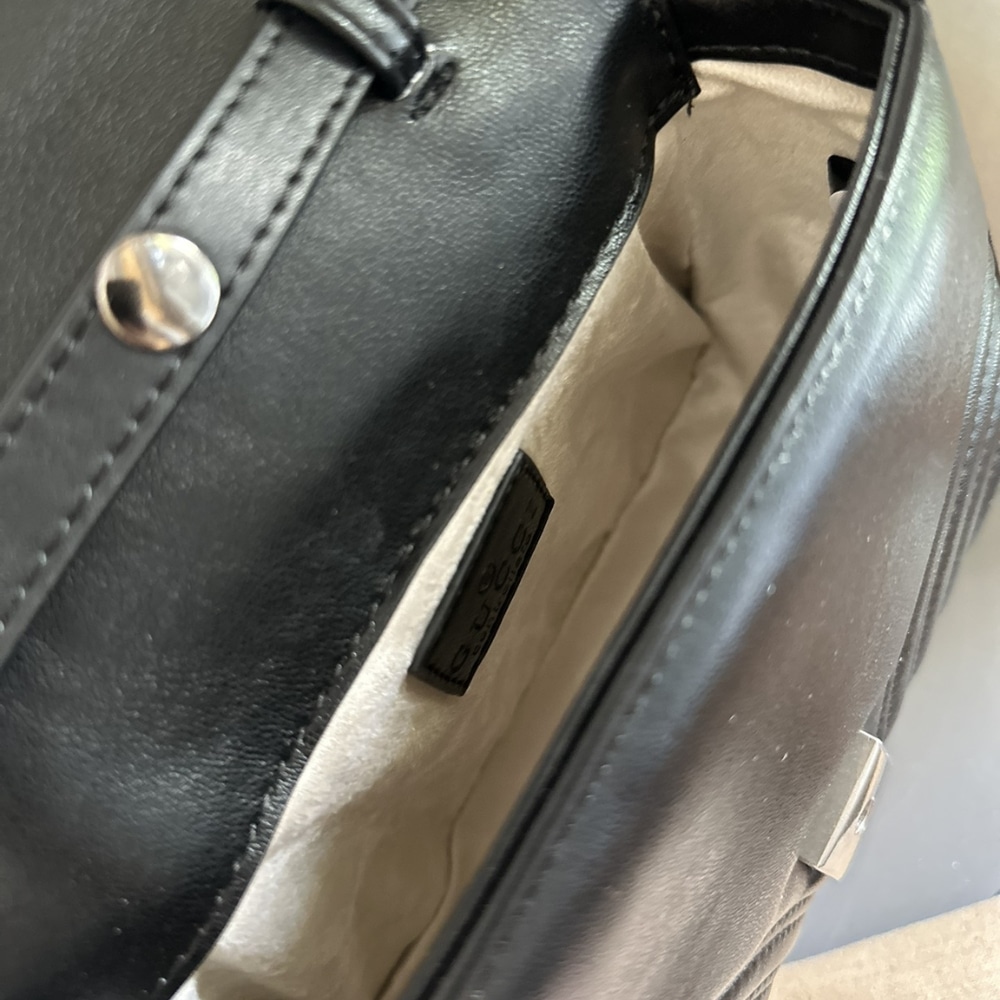 Gucci Gg Marmont Mini Top Handle Bag Black And Black 22Cm 702563 Dtdfv 1000