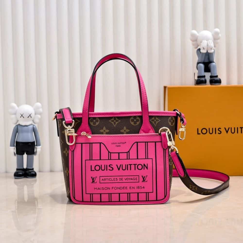 Louis Vuitton Neverfull Bandoulière Inside Out BB Monogram Rose 20Cm M12106