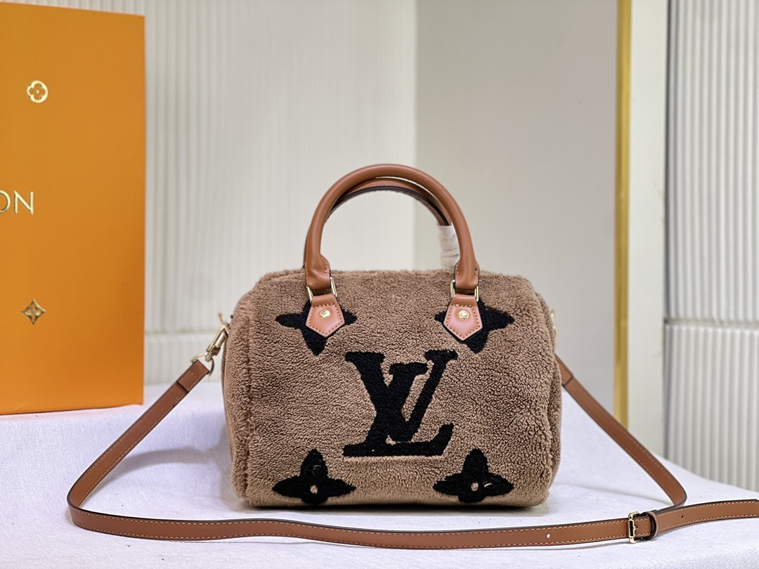 Louis Vuitton Monogram Teddy Speedy Bandouliere Brown 25cm