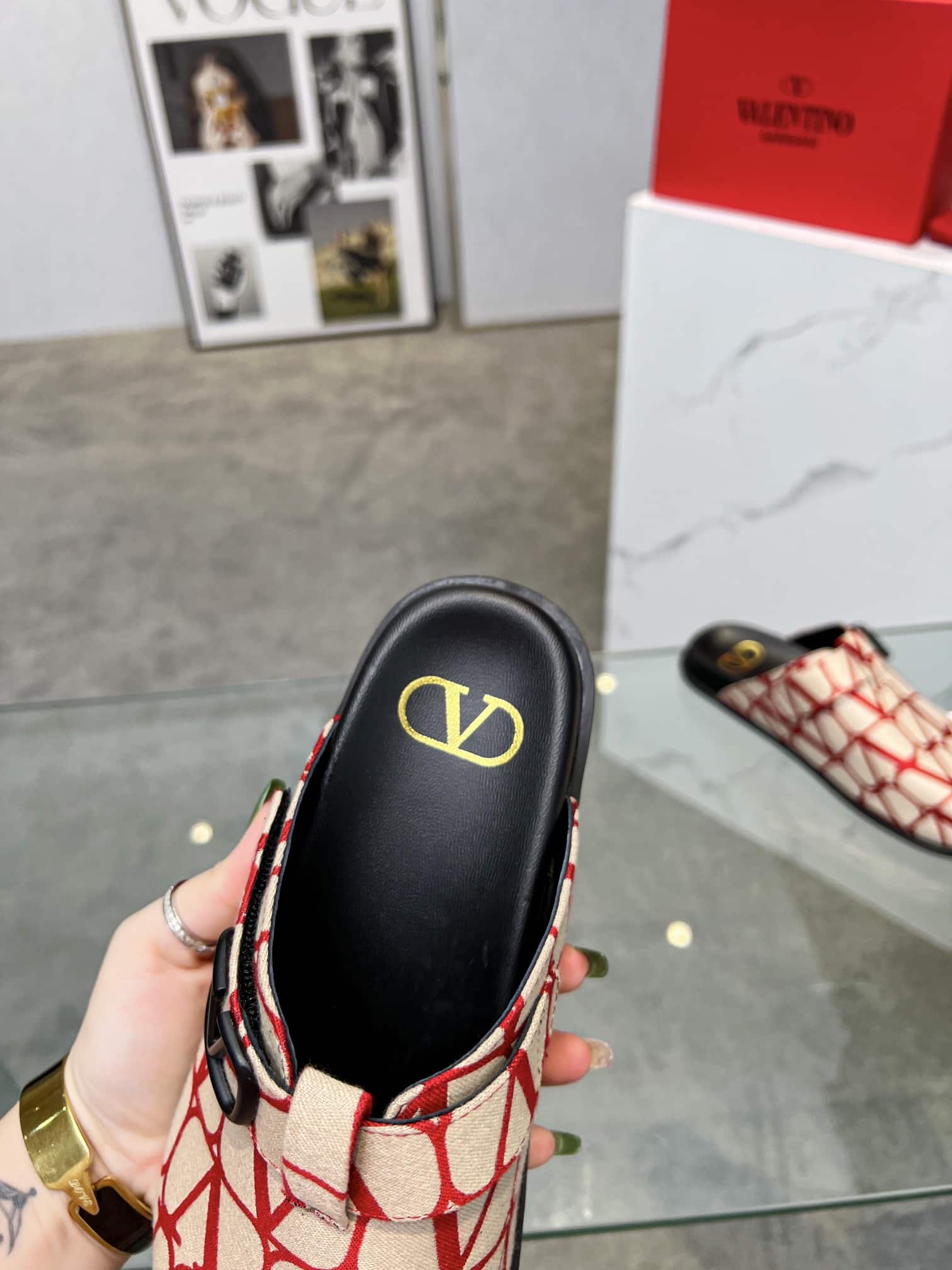 Valentino Garavani Toile Iconographe VLogo Clog Red