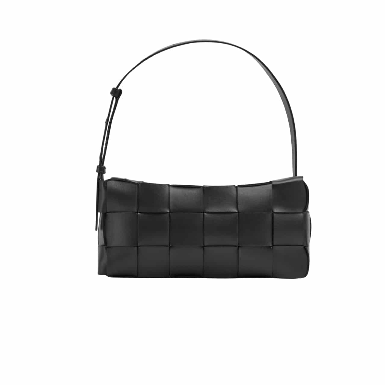 Bottega Veneta Brick Leather Bag Black 28Cm