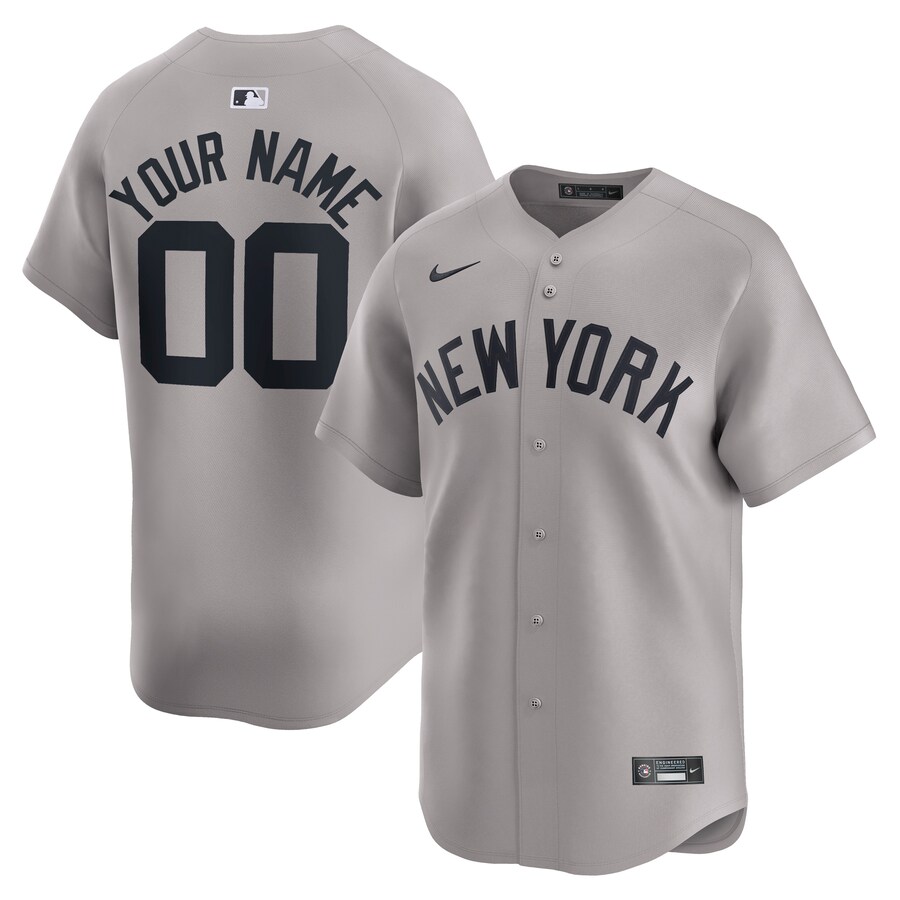New York Yankees Away Limited Custom Jersey Gray
