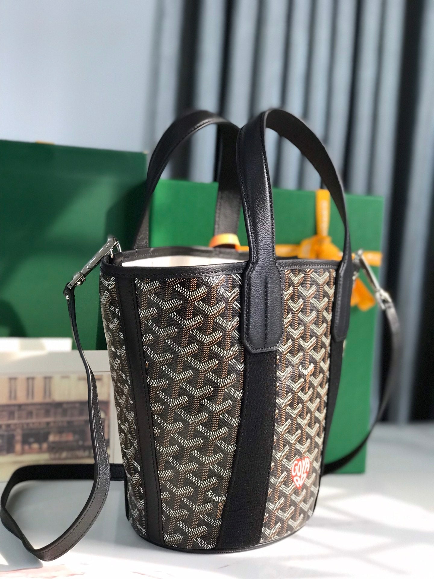 Goyard Small Belharra 24 Cm Black Goyardine Canvas And Lambskin