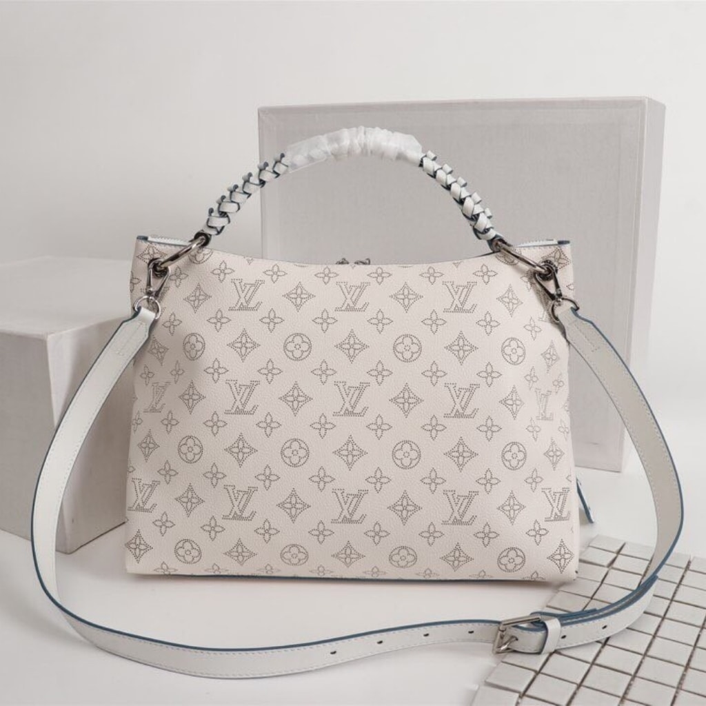 Louis Vuitton Beaubourg Hobo MM Mahina Leather Cream White 32cm M58482