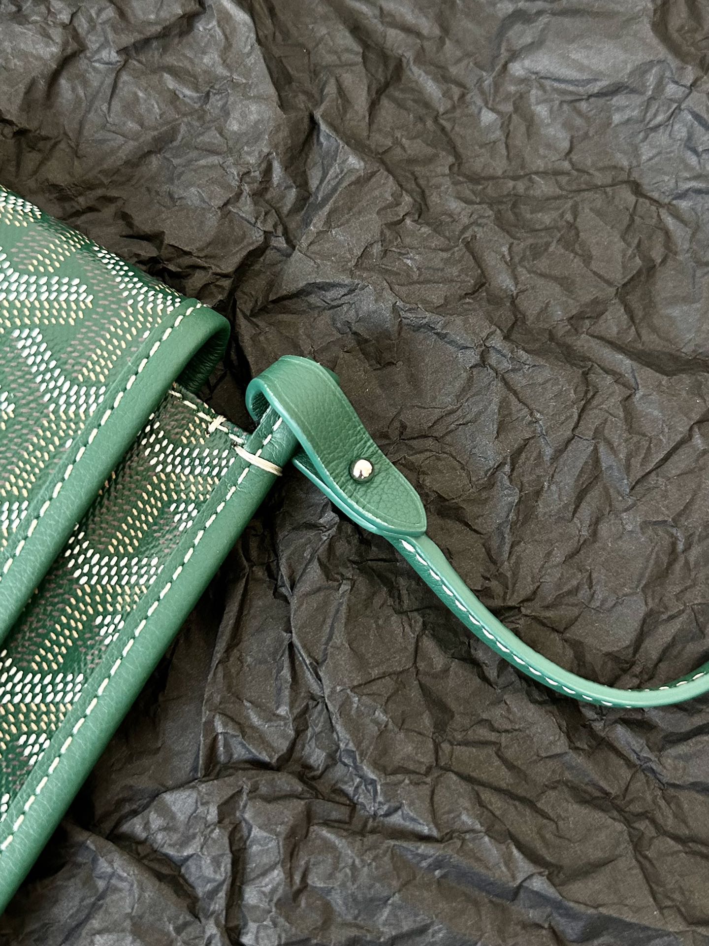 Goyard Plumet Pocket Wallet 20 Cm Green Goyardine Canvas And Lambskin Trim